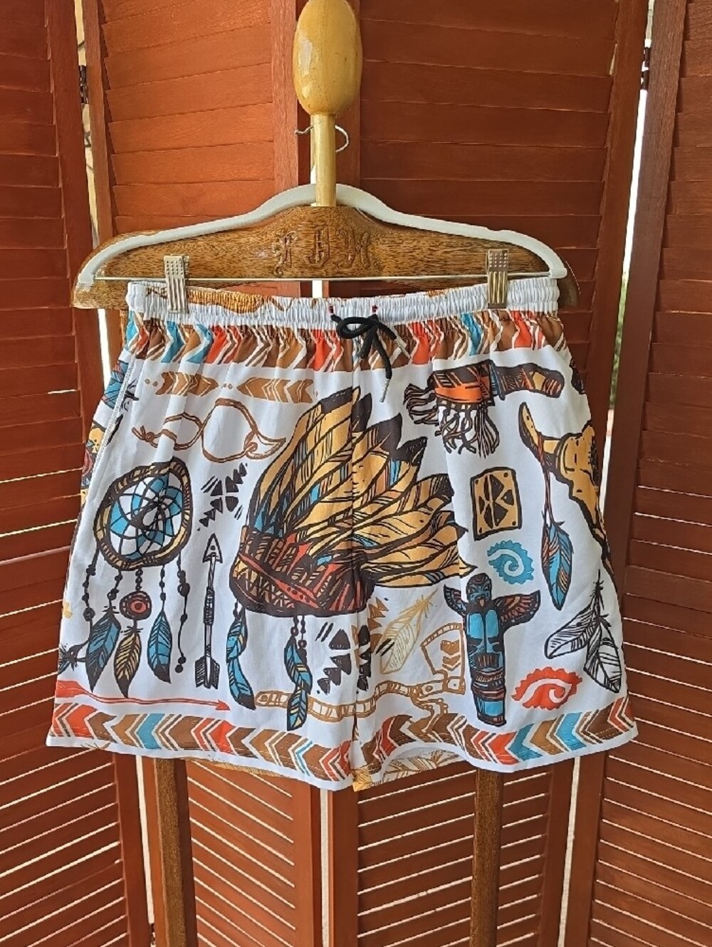 Retro Beach Shorts for Men, Quick Dry w/Mesh Lining and Pockets (Runs Small 2XL)